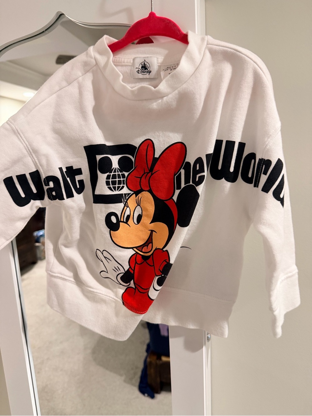 Walt Disney World White Kids Sweatshirt with Red Minnie Mouse Graphic